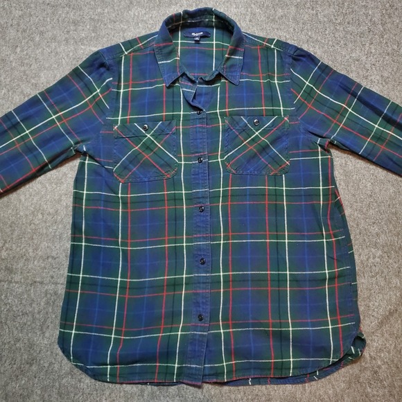 Madewell Plaid Button Down Shirt - Blue and Green - Picture 2 of 7
